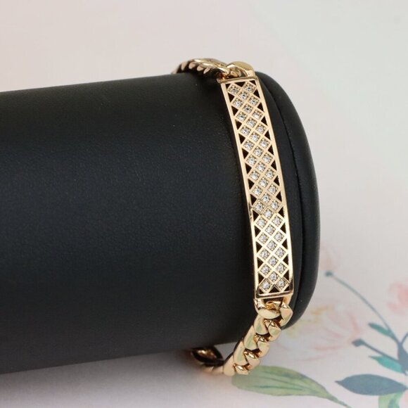 "Rose Gold Bracelet with Diamond Cut Lattice Design, XPBL0945 - Picture 11 of 12